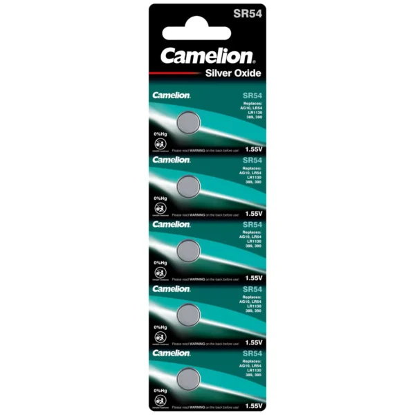 Camelion Silberoxid-Knopfzelle SR54 7 G10 / LR1130 / 389 / SR1130 / 189 5er Blister