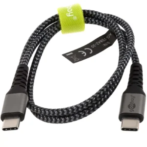 USB-C-auf-USB-C Textilkabel mit Metallsteckern spacegrau/silber