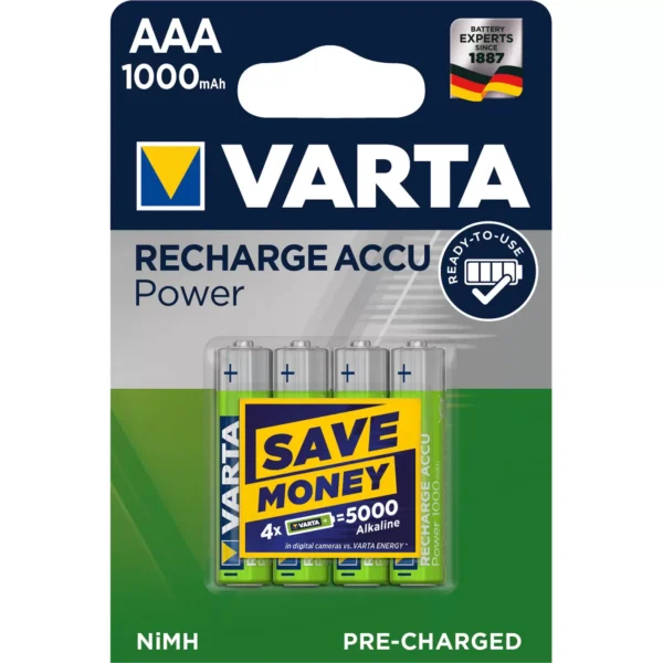 Varta Power Akku Ready2Use Micro AAA HR03 LR03 4er Blister 1000mAh